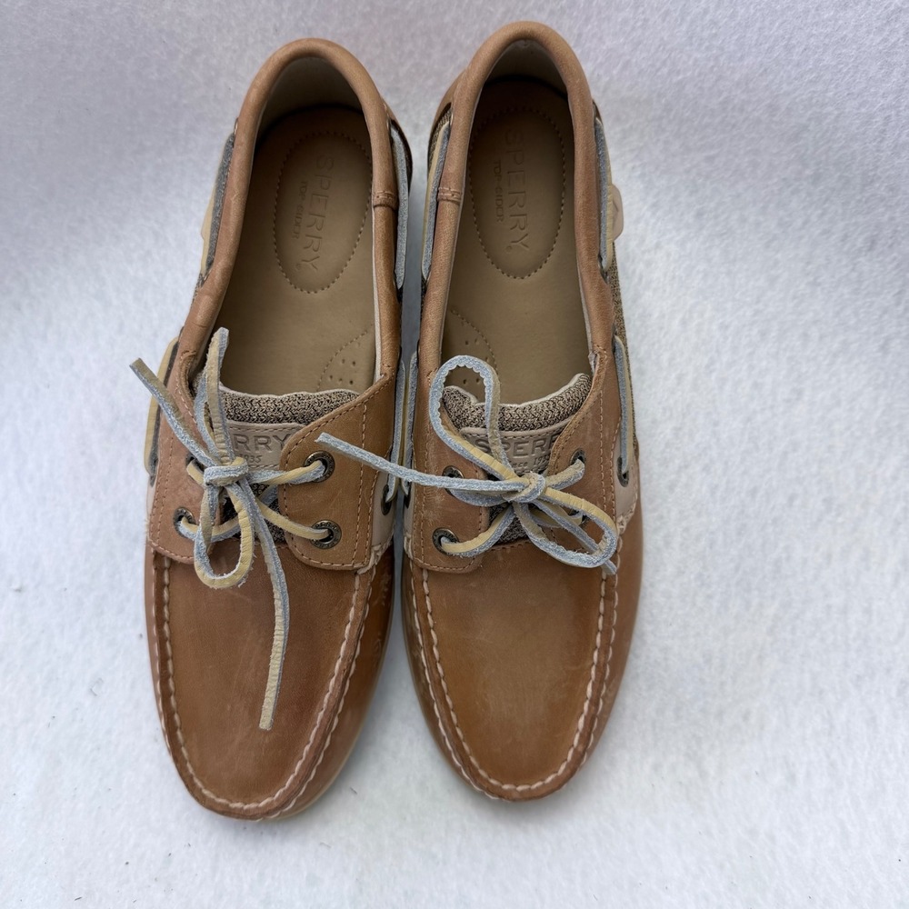 Sperry Bluefish 2-Eye Womens Boat Shoes Linen Multi Leather STS95589 Size 8 - Picture 9 of 12